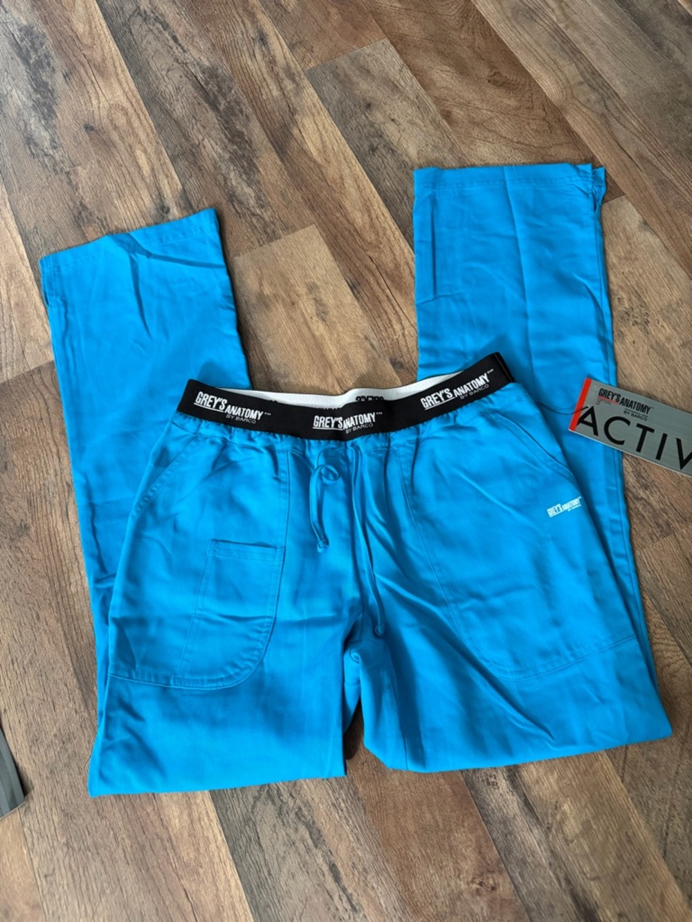 Grey's Anatomy by Barco Active Scrub Pants - Black and Bright Blue Small Lot x2 - Picture 4 of 5